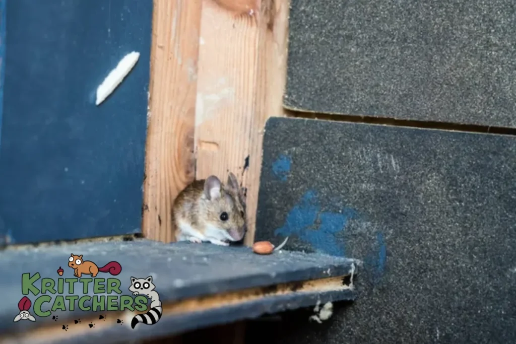 mouse in a corner of a small house