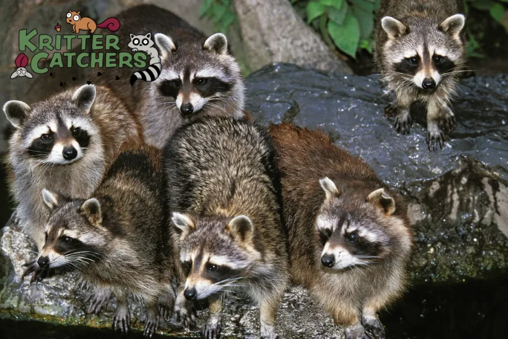 group of raccoon