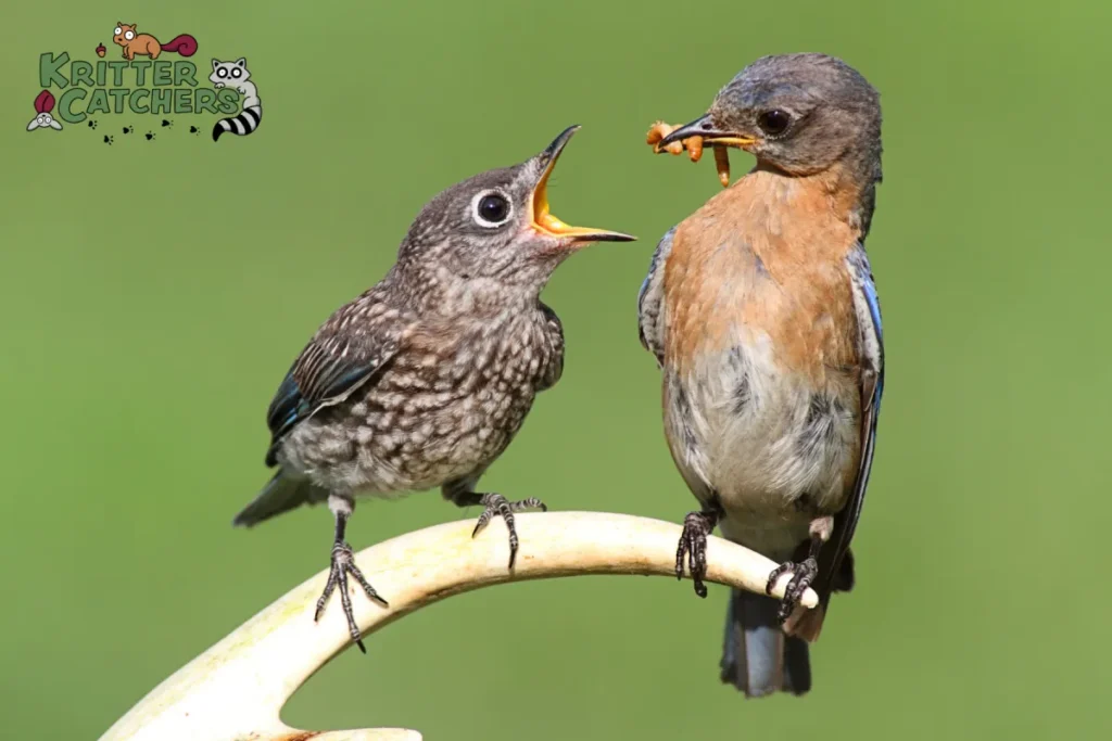 bird feeding a baby